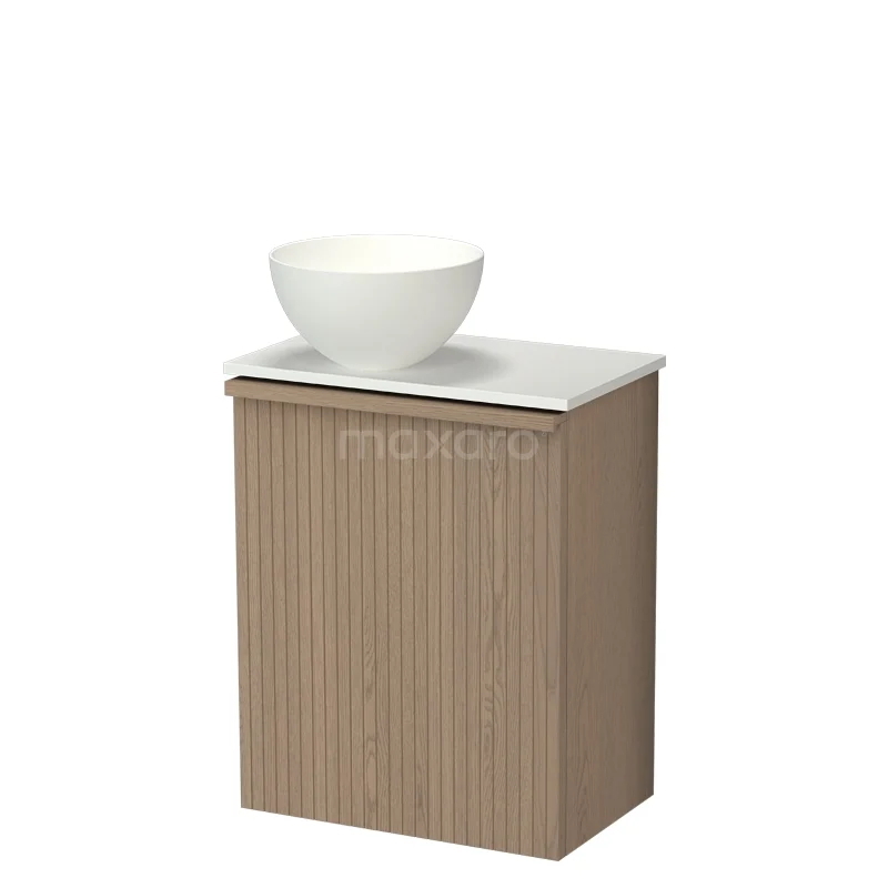 Modulo Plus Pico WC-Möbel mit Aufsatzwaschbecken | 41 cm Natürliche Eiche Gerippte Front Matt Weiß Aufsatzwaschbecken TMK10-18051 Modulo Plus Pico WC-Möbel mit Aufsatzwaschbecken | 41 cm Natürliche Eiche Gerippte Front Matt Weiß Aufsatzwaschbecken TMK10-18051