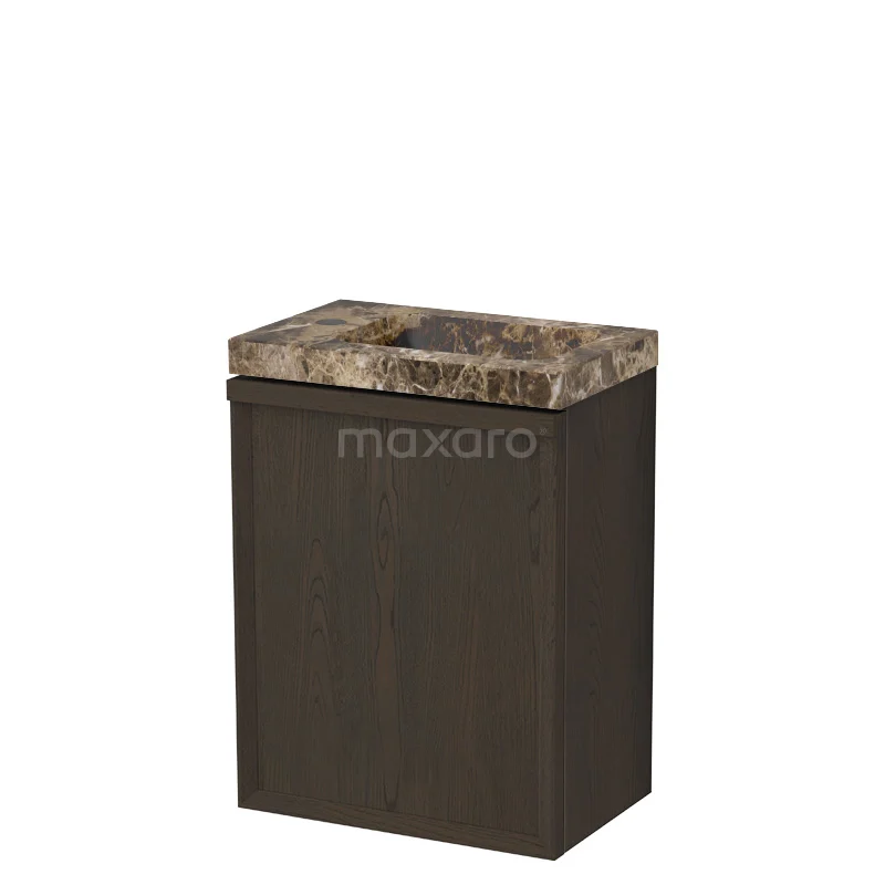 Modulo Plus Pico Toiletmeubel met wastafel | 40 cm Espresso eik Facet front Natuursteen TMW10-00981 Modulo Plus Pico Toiletmeubel met wastafel | 40 cm Espresso eik Facet front Natuursteen TMW10-00981