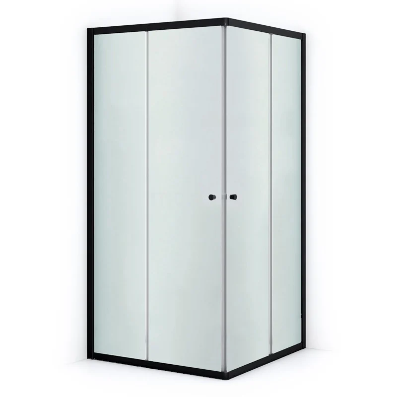 Ruby Allure Duschkabine | 90x80 cm Matt Schwarz Schiebetür Rechteck L0840-0908MN Schwarze Eck-Duschkabine mit Glasplatten, modernes Design und platzsparend für eine stilvolle Badezimmergestaltung.
