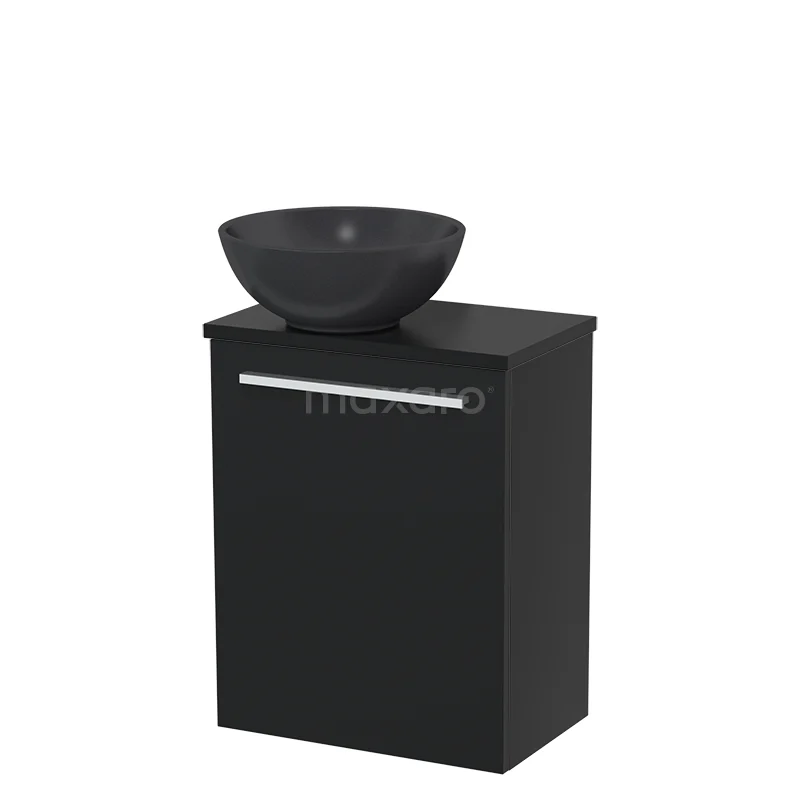 Toilet unit with wash basin | 41 cm Flat front Flat front Matte black Quartz countertop wash basin Matte black worktop TMK10-04632
