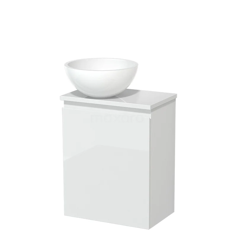 Toilet unit with wash basin | 41 cm High-gloss white Handleless front High-gloss white Mineral marble countertop wash basin High-gloss white worktop TMK10-04937