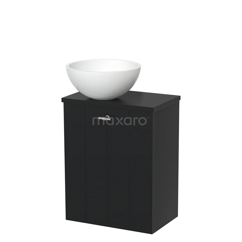 Toilet unit with countertop wash basin | 41 cm Mat black Lamel front Matte white Solid surface wash basin Matte black worktop TMK10-04637
