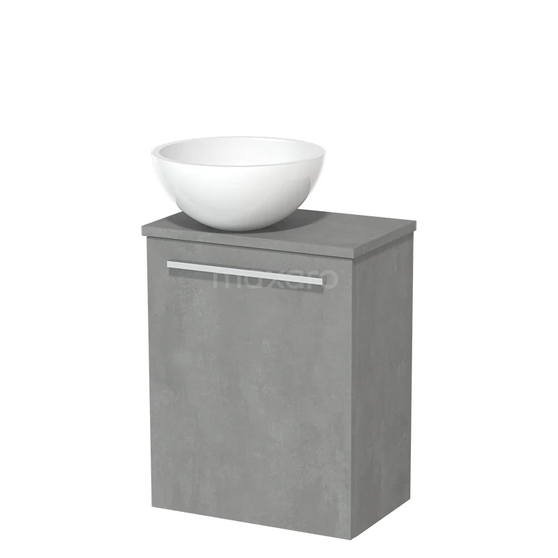 Toilet unit with wash basin | 41 cm Light grey concrete Flat front High-gloss white Mineral marble countertop wash basin Light grey concrete worktop TMK10-04907