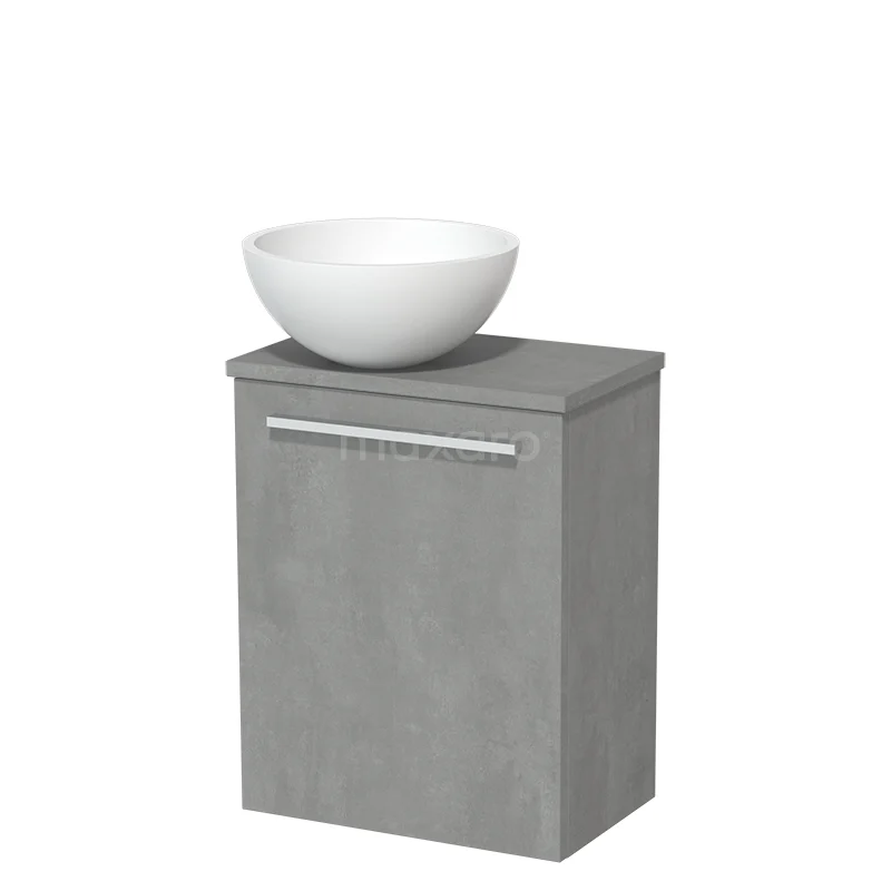 Toilet unit with wash basin | 41 cm Flat front Flat front Matte white Countertop wash basin Light grey concrete worktop TMK10-04908