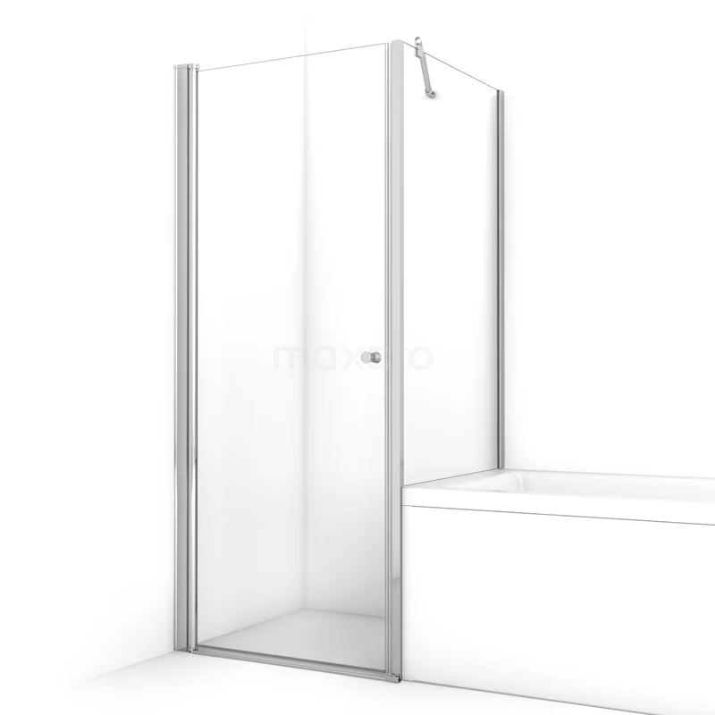 Duschkabine mit Badewannenaufsatz 75x60cm aus klarem Sicherheitsglas mit Drehtür BC-0706011 Duschkabine mit Klarglas und silbernen Aluminiumprofilen, modernes Design, ideal für kompakte Bäder.