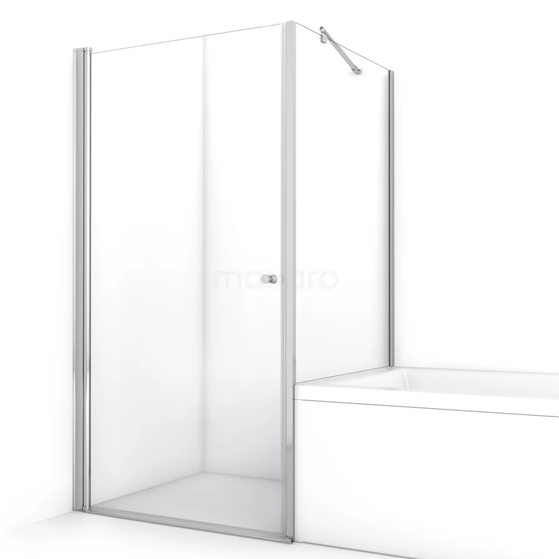 Duschkabine mit Badewannenaufsatz 90x90cm aus klarem Sicherheitsglas mit Drehtür BC-0909011 Moderne Duschwand aus Glas mit Aluminiumprofilen, Klarglas und einem minimalistischen Design, perfekt für ein stilvolles Badezimmer.