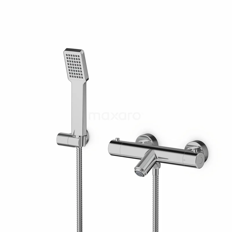 Balance Badewannenarmatur Exposed | Chrom Thermostatisch mit Handbrause BSC-0303-00010 Moderne chromatische thermostatische Badmischbatterie mit rechteckiger Handbrause, ideal für stilvolle Badezimmergestaltung.