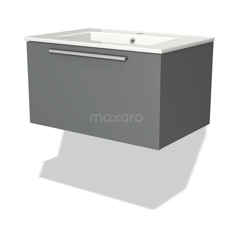 Modulo Vanity units with basin | 70 cm Mid grey Flat front Ceramic 1 drawer BMW11-00646
