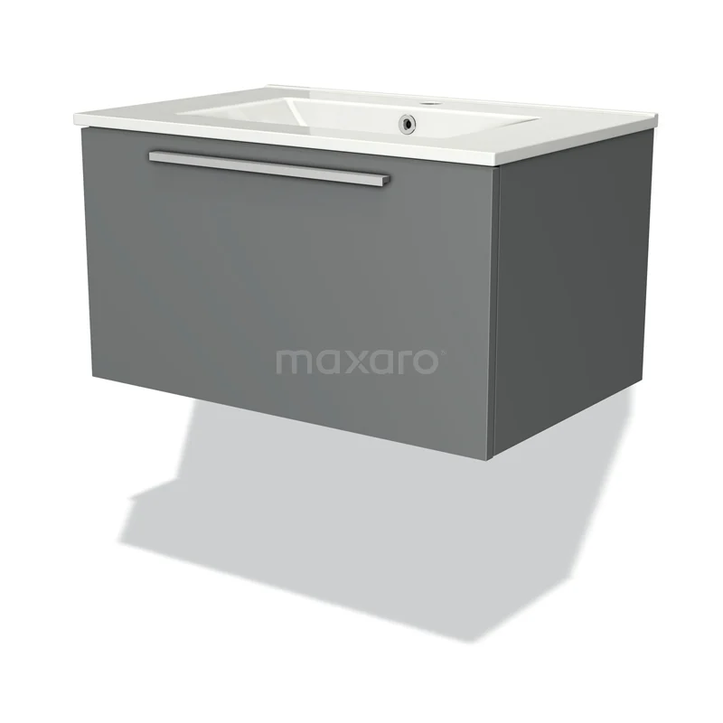 Modulo Vanity units with basin | 70 cm Mid grey Flat front Ceramic 1 drawer BMW11-00648