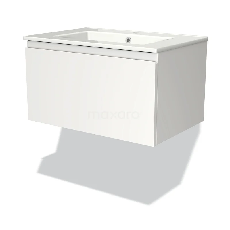 Modulo Vanity units with basin | 70 cm Matte white Handle-less front Ceramic 1 drawer BMW11-00694