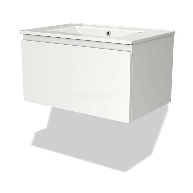 Modulo Vanity units with basin | 70 cm Matte white Handle-less front Ceramic 1 drawer BMW11-00696