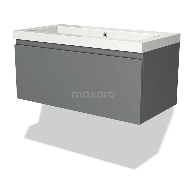 Modulo Vanity units with basin | 90 cm Mid grey Handle-less front Mineral marble 1 drawer BMW11-00864