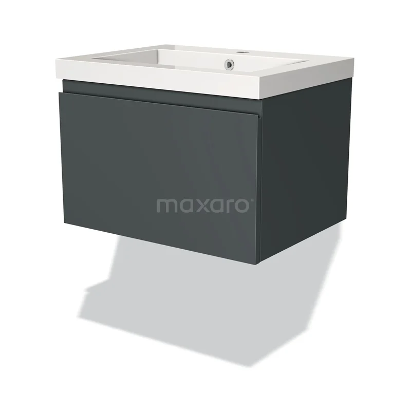 Modulo Vanity units with basin | 60 cm Dark grey Handle-less front Mineral marble 1 drawer BMW11-01447