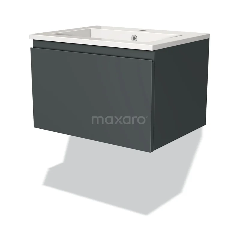 Modulo Vanity units with basin | 60 cm Dark grey Handle-less front Mineral marble 1 drawer BMW11-01448