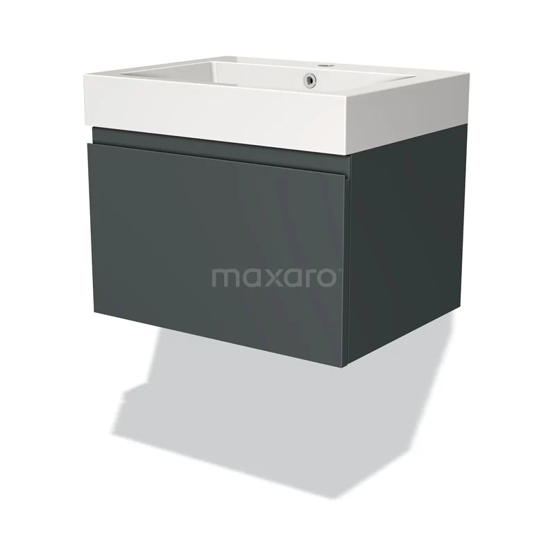Modulo Vanity units with basin | 60 cm Dark grey Handle-less front Mineral marble 1 drawer BMW11-01449