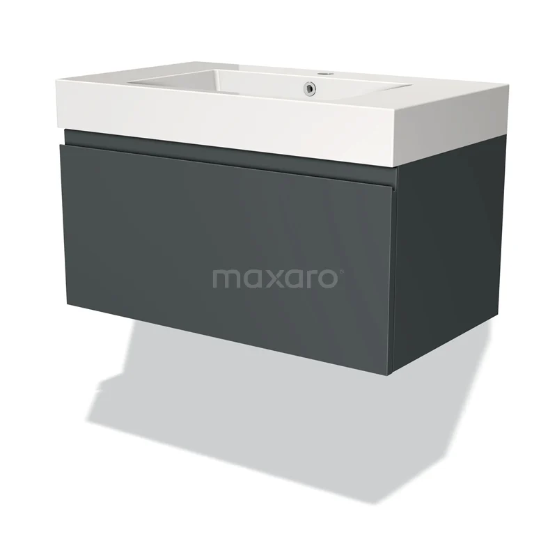 Modulo Vanity units with basin | 80 cm Dark grey Handle-less front Mineral marble 1 drawer BMW11-01485