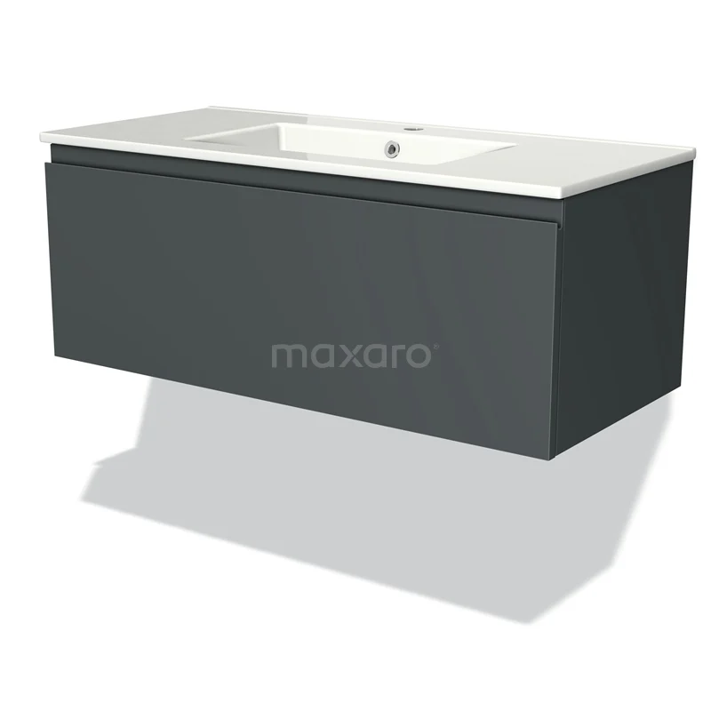 Modulo Vanity units with basin | 100 cm Dark grey Handle-less front Ceramic 1 drawer BMW11-01517