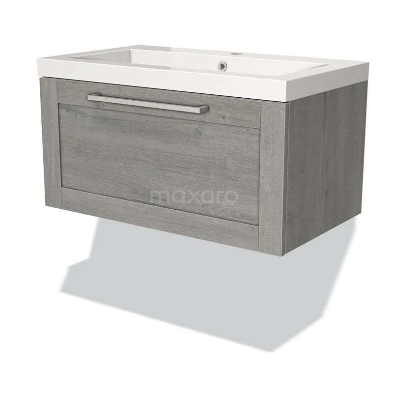 Modulo Vanity units with basin | 80 cm Grey oak Frame front Mineral marble 1 drawer BMW11-02087