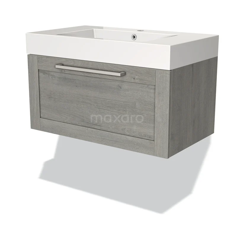 Modulo Vanity units with basin | 80 cm Grey oak Frame front Mineral marble 1 drawer BMW11-02089