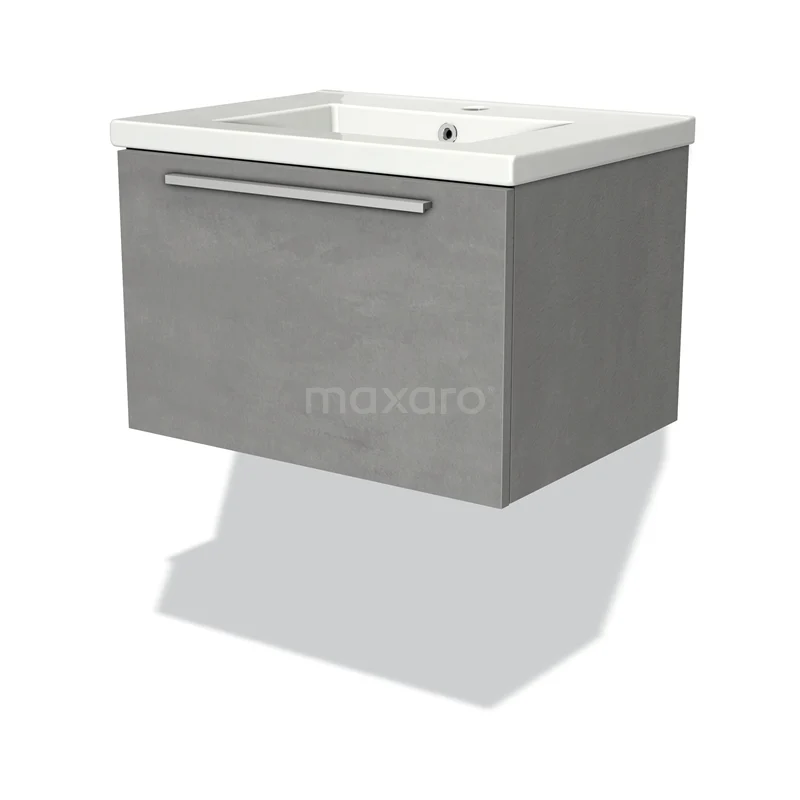 Modulo Vanity units with basin | 60 cm Light grey concrete Flat front Ceramic 1 drawer BMW11-02160
