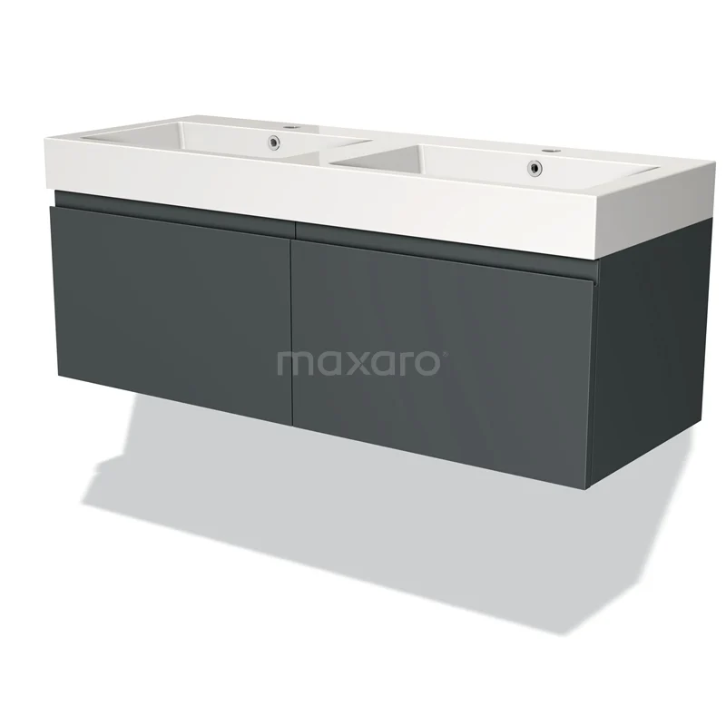 Modulo Vanity units with basin | 120 cm Dark grey Handle-less front Mineral marble 2 Side-by-side drawers BMW12-00256
