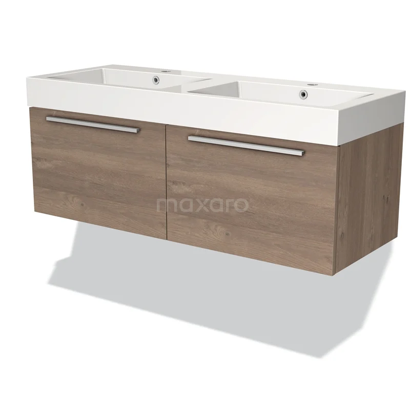 Modulo Vanity units with basin | 120 cm Mid brown oak Flat front Mineral marble 2 Side-by-side drawers BMW12-00323