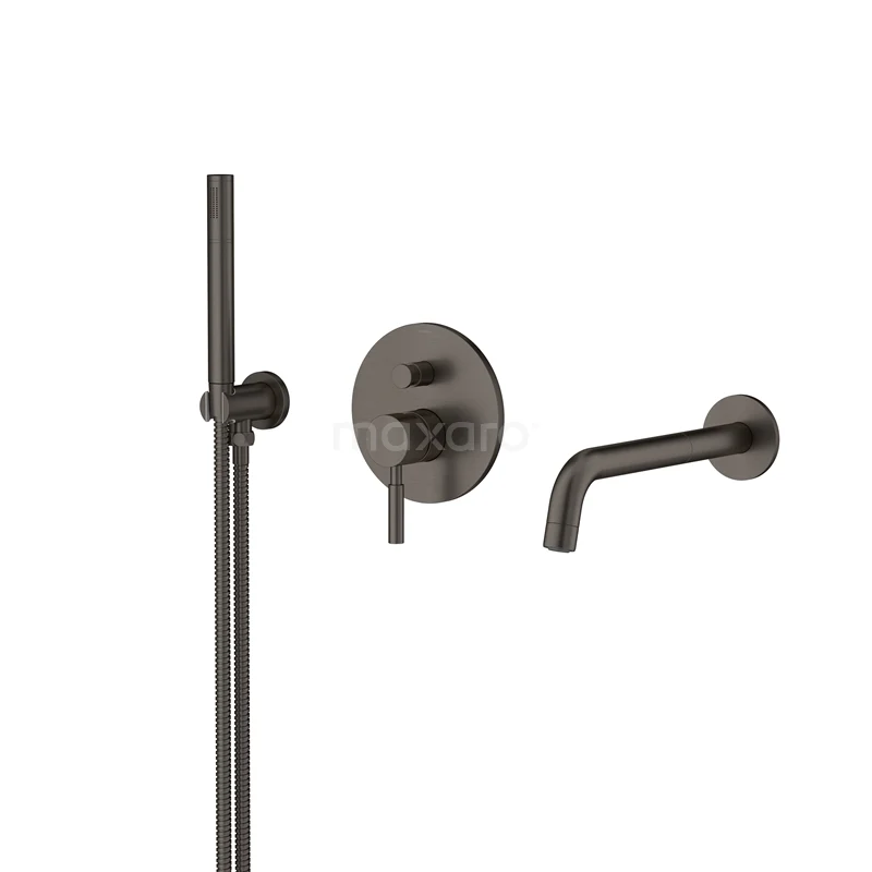Radius Concealed bath mixer set | Black metal Single lever mixer tap with handheld shower 1 position CIM55-00003