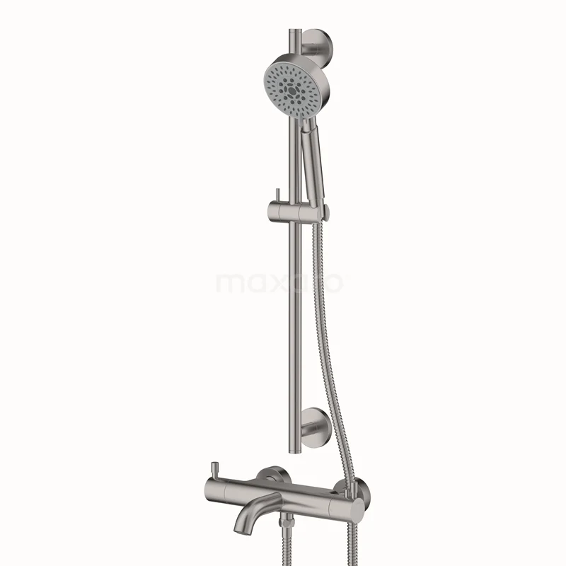 Radius exposed bath mixer set | Stainless steel Thermostatic mixer with handheld shower 5 positions COR55-00006