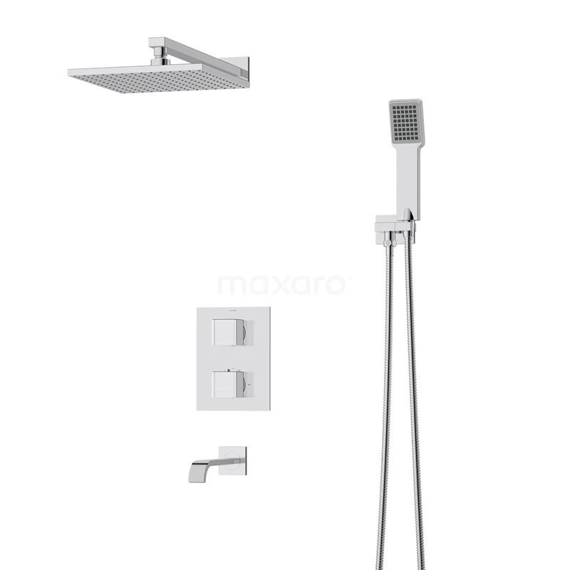 Built-in Bath tap with Rain shower Blend Chrome, Thermostatic, Chrome DIC44-00214