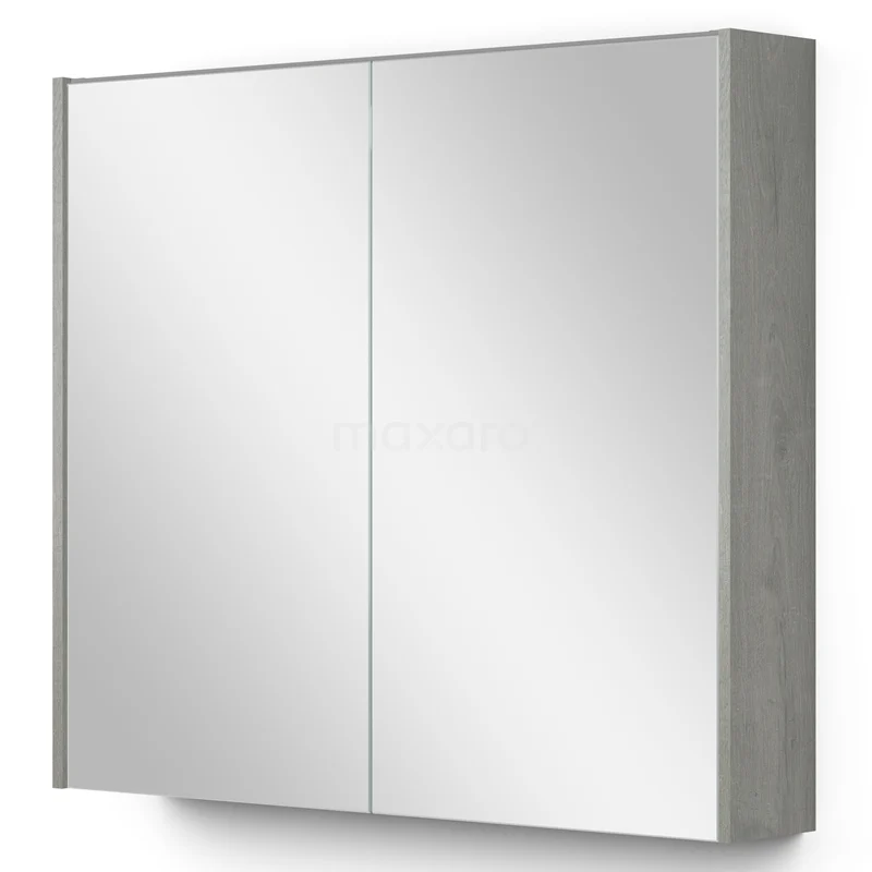 Spiegelschrank mit Beleuchtung Modulo 80x70cm Eiche grau K99-0800-59009-39 Spiegelschrank mit Doppeltür, graue Ausführung, ideal für moderne Badezimmerlagerung, hergestellt aus hochwertigem Holzverbundstoff.