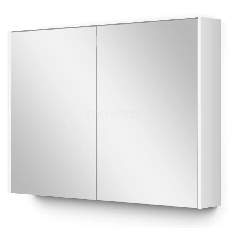 Spiegelschrank mit Beleuchtung Modulo 100x70cm Hochglanz Weiß K99-1000-59009-04 Weiße Badezimmer Spiegelschrank mit Doppeltüren, schlanke Gestaltung und glänzender Oberfläche, ideal für moderne Bäder.