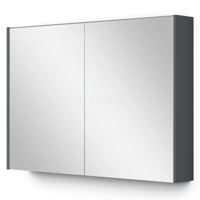 Spiegelschrank mit Beleuchtung Modulo 100x70cm Dunkelgrau K99-1000-59009-06 Spiegelschrank Badezimmer Schwarz-Weiß, modernes Design mit doppelten Spiegeltüren, ideal zum Verstauen in einem schlichten Badezimmerstil.