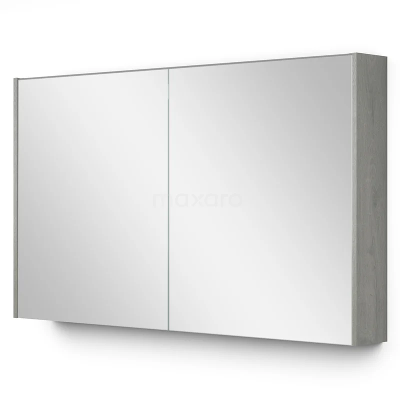 Spiegelschrank mit Beleuchtung Modulo 120x70cm Graue Eiche K99-1200-59009-39 Moderne Spiegelschrank mit zwei Türen, graue Holzseite, ideal für Badezimmerstauraum und stilvolle Einrichtung.