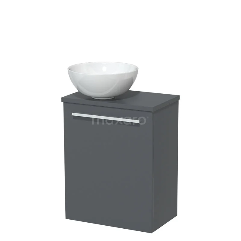 Toilet unit with wash basin | 41 cm Dark grey Flat front High-gloss white Ceramic countertop wash basin Dark grey worktop TMK10-04964