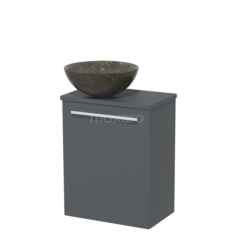 Toilet unit with wash basin | 41 cm Dark grey Flat front Blue stone Natural stone countertop wash basin Dark grey worktop TMK10-04965