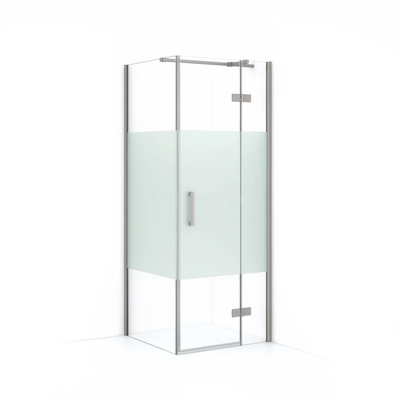 Diamond Shower enclosure | 80x80 cm Stainless steel Clear with matt strip Pivot door Square CDB223508313BR