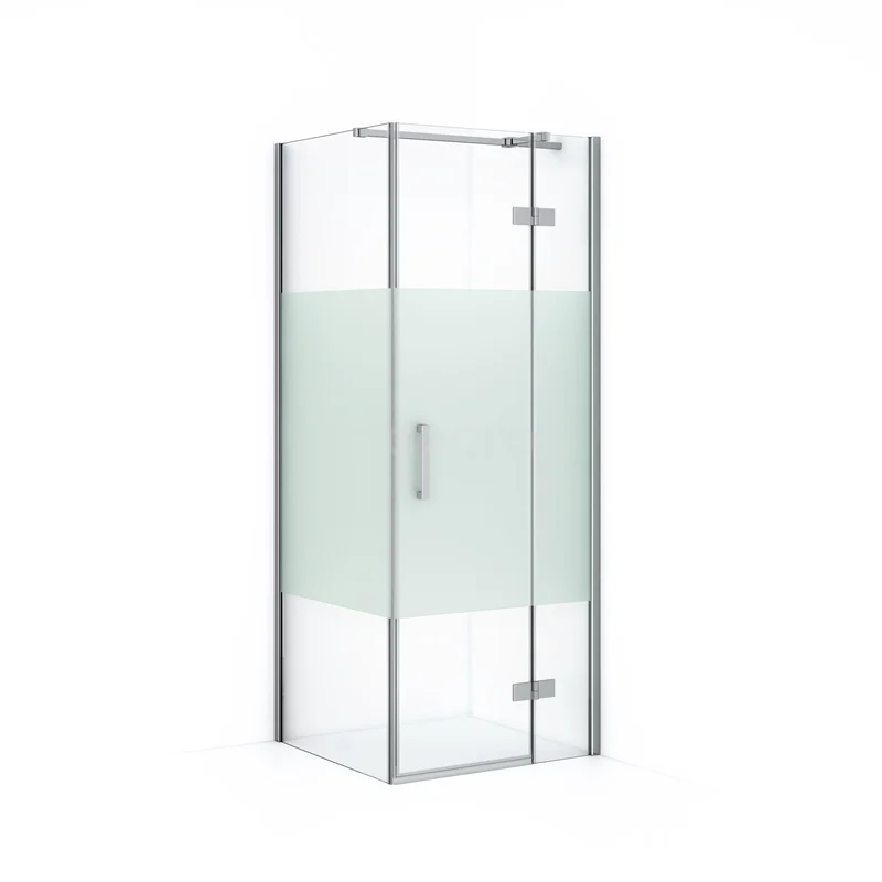 Diamond Shower enclosure | 80x80 cm Chrome Clear with matt strip Pivot door Square CDB223508313C