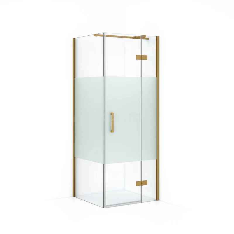 Diamond Shower enclosure | 80x80 cm Gold Clear with matt strip Pivot door Square CDB223508313GGN