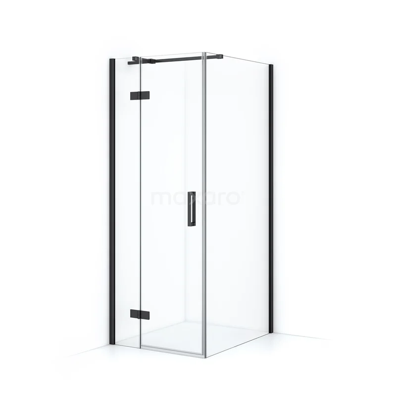 Diamond Shower enclosure | 90x80 cm Black chrome Clear glass Pivot door Rectangle CDB213509310BCN