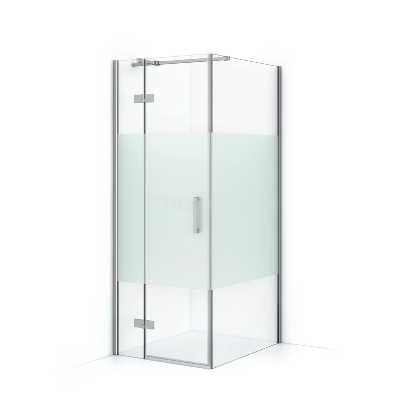 Diamond Shower enclosure | 100x80 cm Chrome Clear with matt strip Pivot door Rectangle CDB213510313C