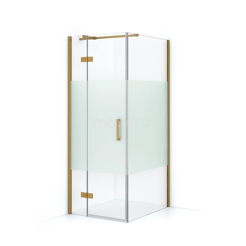Diamond Shower enclosure | 100x80 cm Gold Clear with matt strip Pivot door Rectangle CDB213510313GGN