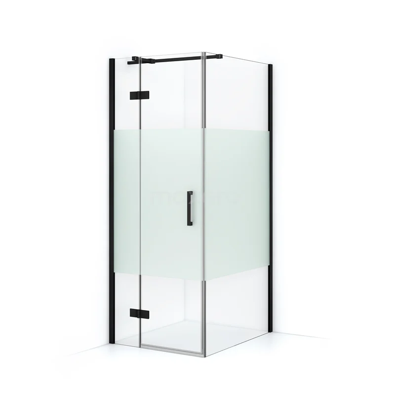 Diamond Shower enclosure | 90x80 cm Matte black Clear with matt strip Pivot door Rectangle CDB213509313MB