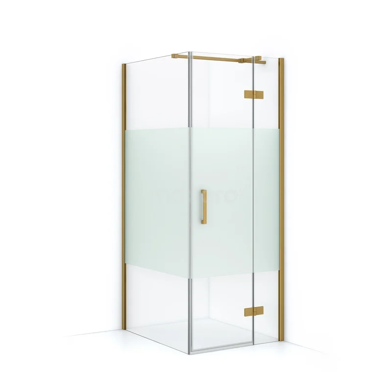 Diamond Shower enclosure | 90x80 cm Gold Clear with matt strip Pivot door Rectangle CDB223509313GGN