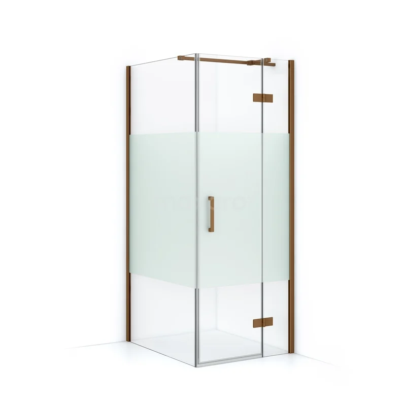 Diamond Shower enclosure | 90x80 cm Copper Clear with matt strip Pivot door Rectangle CDB223509313KP