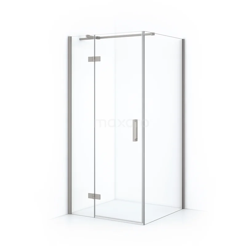 Diamond Shower cabin | 100x80 cm Stainless steel Clear glass Pivot door Rectangle CDB214608310BR Glass shower enclosure square design with door and chrome accents, ideal for a modern bathroom.