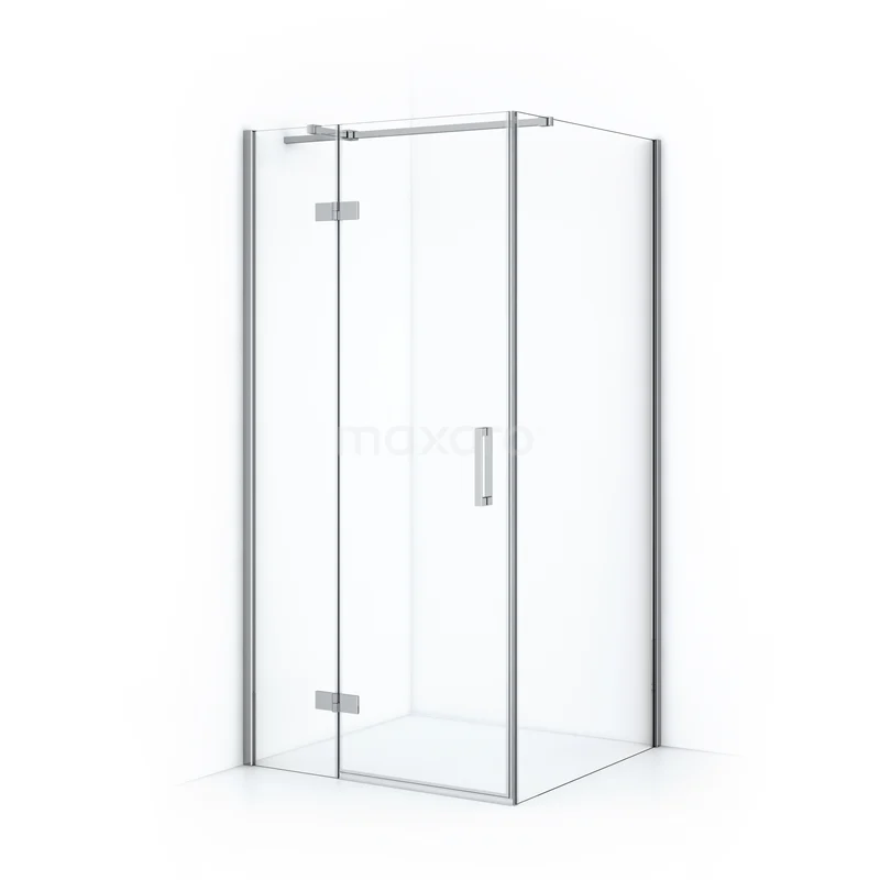 Diamond Shower cabin | 100x80 cm Chrome Clear glass Pivot door Rectangle CDB214608310C Shower enclosure with silver profiles, corner model, sleek design; ideal for a modern bathroom.