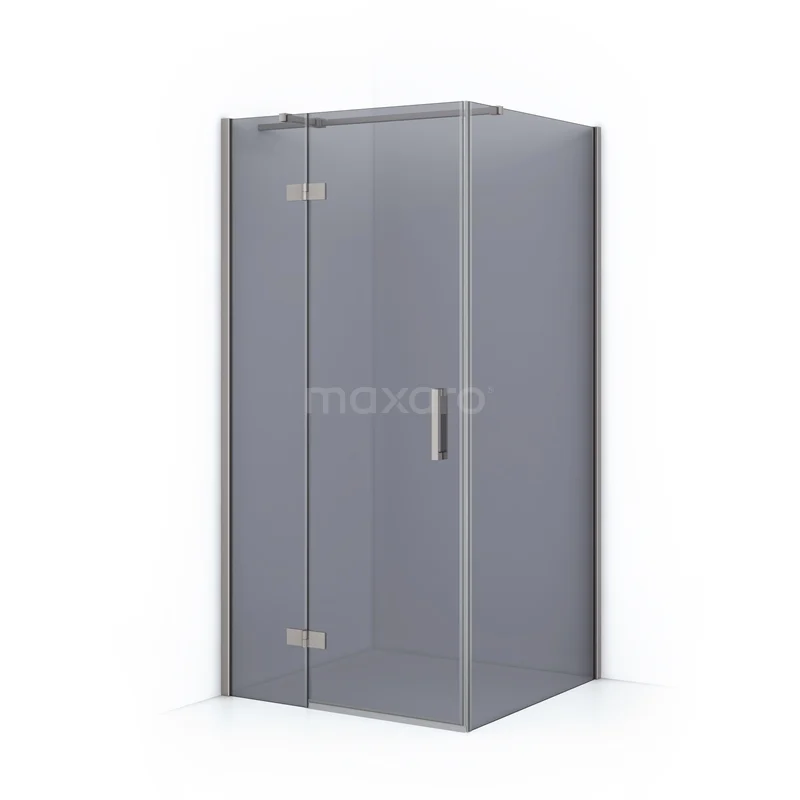Duschkabine Diamant 90x80cm Rauchglas Sicherheitsglas Gebürsteter Edelstahl CDB213608311BR Graue Glas-Duschkabine mit Eckeinstieg, rechteckigem Design und verchromtem Haltegriff, perfekt für moderne Bäder.
