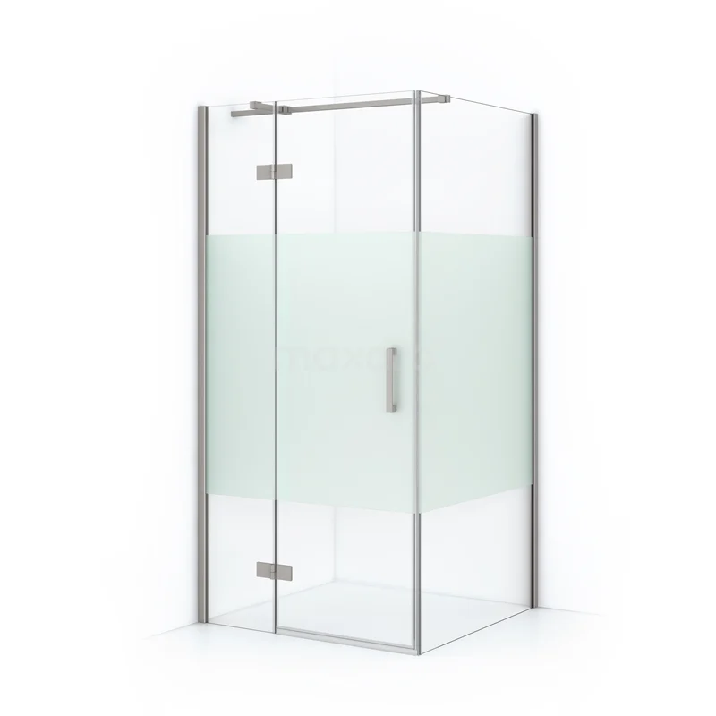 Diamond Shower enclosure | 100x90 cm Stainless steel Clear with matt strip Pivot door Rectangle CDB214609313BR