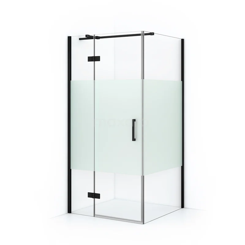 Diamond Shower enclosure | 100x80 cm Matte black Clear with matt strip Pivot door Rectangle CDB214608313MB