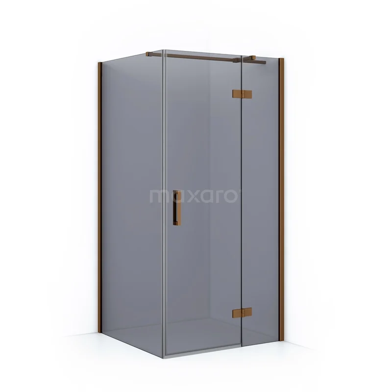 Diamond Shower enclosure | 90x90 cm Copper Smoke glass Pivot door Square CDB223609311KP